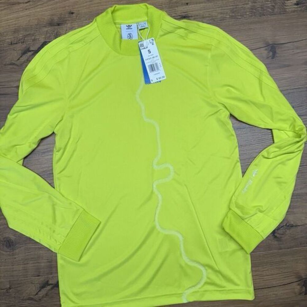 NWT $90 Adidas X Blondey McCoy Mens S LS Skateboarding Jersey Acid Yellow H58036